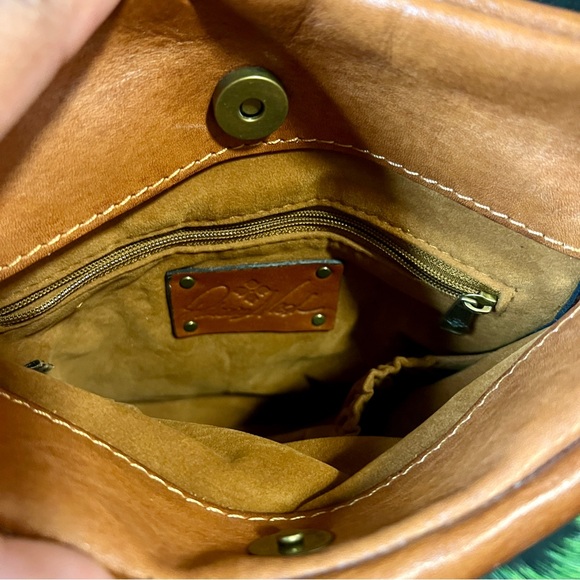 Patricia Nash Francesca Leather Embossed Crossbody Festival Boho Travel Bag Tan - Picture 5 of 14